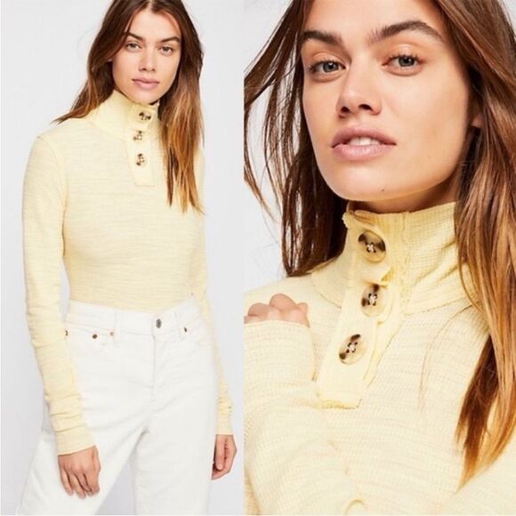 Free People We the Free Marigold Turtleneck Thermal Top Size L - Picture 1 of 5